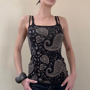 Black paisley boho tank